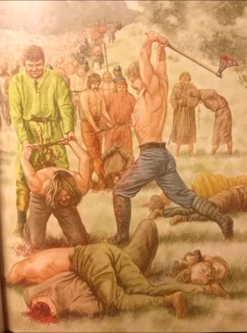 Christianity arrives in Germany. 4500 Saxon nobles are deceived and executed by the Christians.