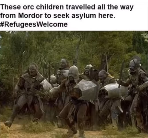 These orc children travelled all the way from Mordor to seek asylum here. #RefugeesWelcome