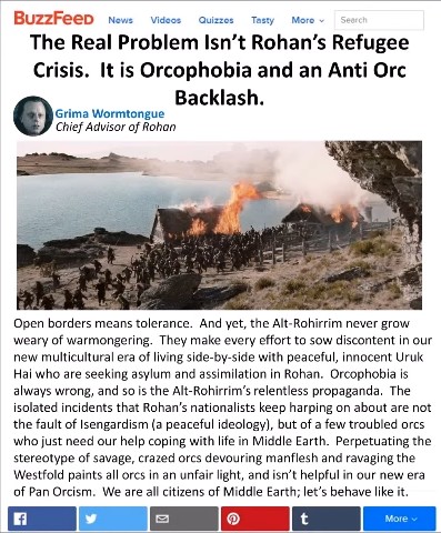 The Real Problem Isn't Rohan's Refugee Crisis. It is Orcophobia and an Anti Orc Backlash.